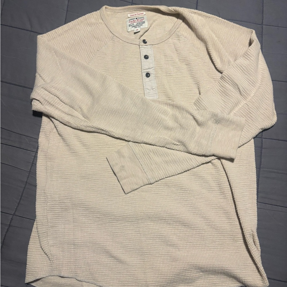 Lucky Brand Off-White Henley Long Sleeve Shirt